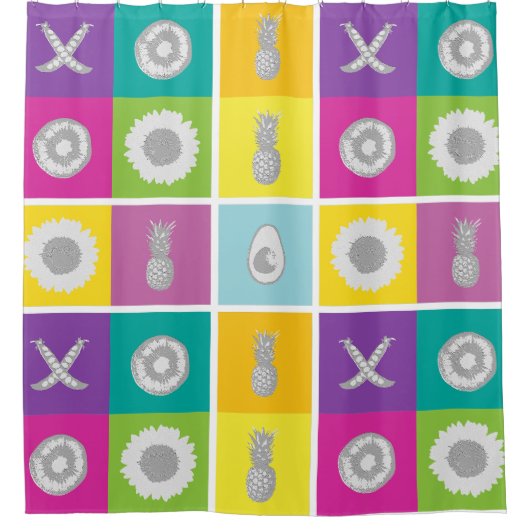 Couleur Joueuse Bloc Carré Douche rideau (Devant)