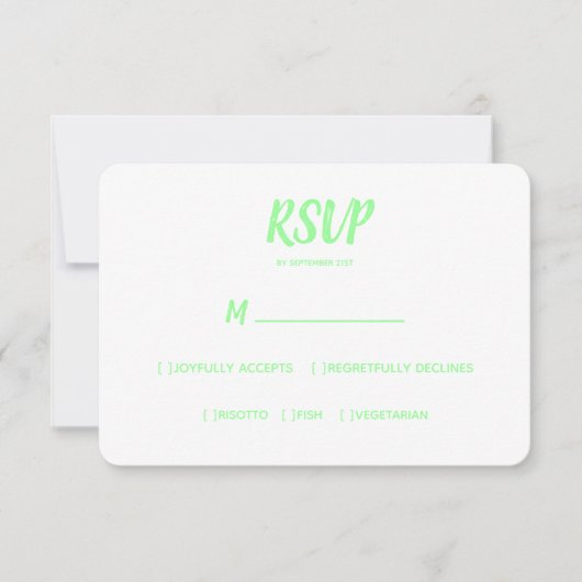 Couleur minimale Neon Vert mariage RSVP choix de r (Devant)
