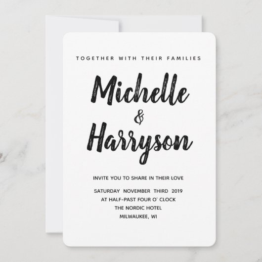 Couleur minimale | Noir | FAIRE-PART DE MARIAGE (Devant)