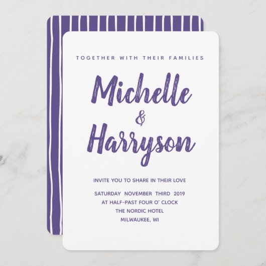 Couleur minimale | Ultra Violet | FAIRE-PART DE MA (Devant / Derrière)