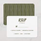 Couleur minimale Vert foncé Mariage RSVP choix de (Devant / Derrière)