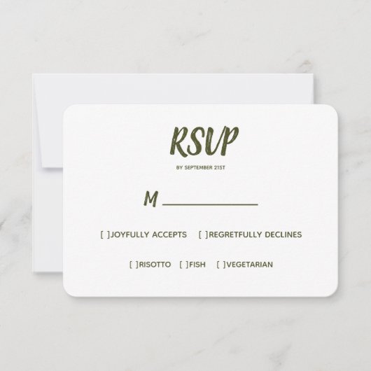 Couleur minimale Vert foncé Mariage RSVP choix de (Devant)