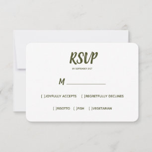Couleur minimale Vert foncé Mariage RSVP choix de