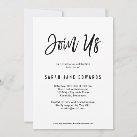 Couleur modifiable Brossé Graduation Invitation (Dos)