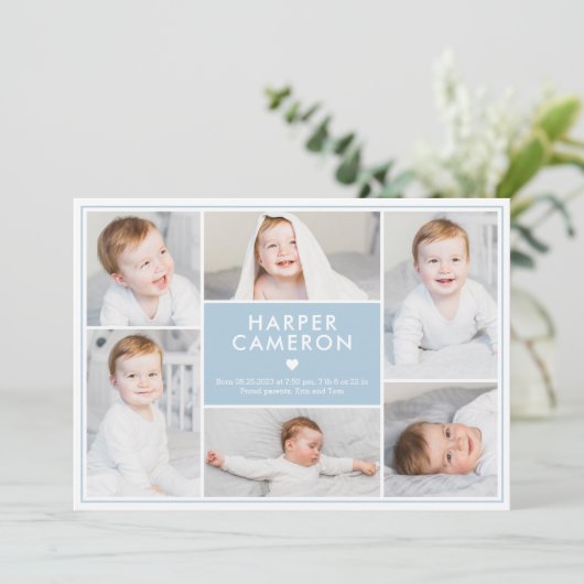 Couleur modifiable Doux Coeur bébé Faire-part de n (Debout devant)