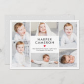 Couleur modifiable Doux Coeur bébé Faire-part de n (Devant / Derrière)