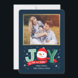 Couleur MODIFICATIVE Joyeux Snowman Carte photo de<br><div class="desc">Celebrate the season with this modern and stylish holiday card from Berry Berry Sweet. Matching items and more design options are available at our store: www.berryberrysweet.com. Background color can be customized online to best match your photo!</div>