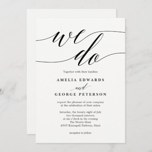 COULEUR MODIFIÉE Faire-part de mariage moderne #MS (Devant / Derrière)