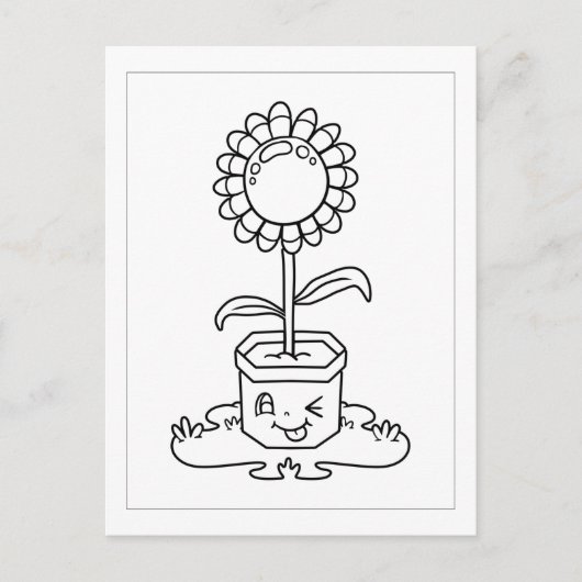 Couleur moi Winking Pot Sunflower | Cartes d'activ (Devant)