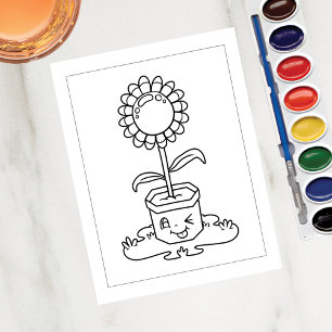 Couleur moi Winking Pot Sunflower   Cartes d'activ