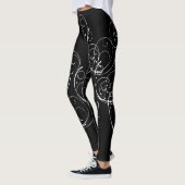 Couleur Noir tendance Blanc Swirl Design Legging (Gauche)