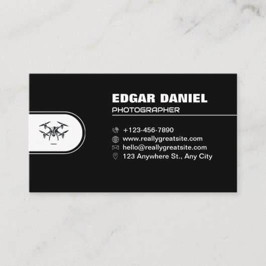 Couleur noire Carte de visite de drone (Devant)