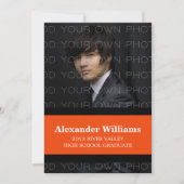 Couleur noire/orange de l'école rayures Invitation (Devant)