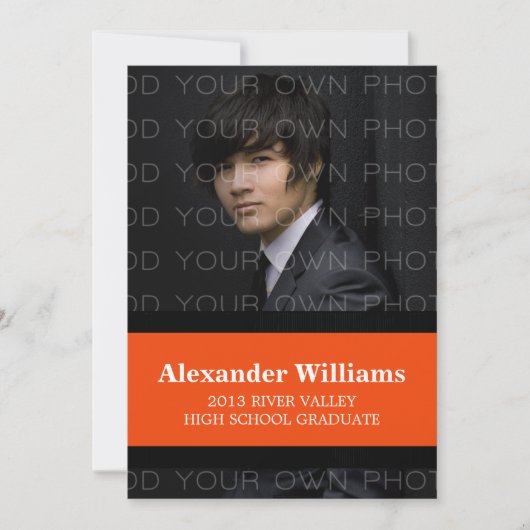 Couleur noire/orange de l'école rayures Invitation (Devant)