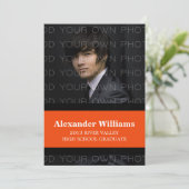 Couleur noire/orange de l'école rayures Invitation (Debout devant)