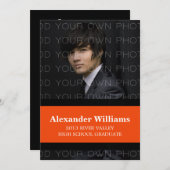 Couleur noire/orange de l'école rayures Invitation (Devant / Derrière)