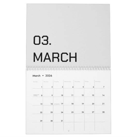 Couleur Nouveau personnalisation Calendrier du log (Mar 2026)