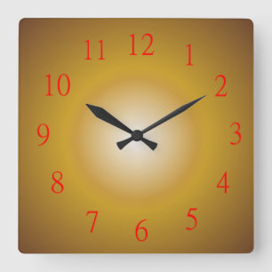 Couleur or avec chiffres rouges> Horloge murale