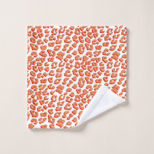 Couleur orange et Empreinte de léopard blanc (Gant de toilette)