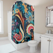 Couleur Paisley Boho Art Douche rideau (En situation)