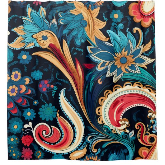 Couleur Paisley Boho Art Douche rideau (Devant)