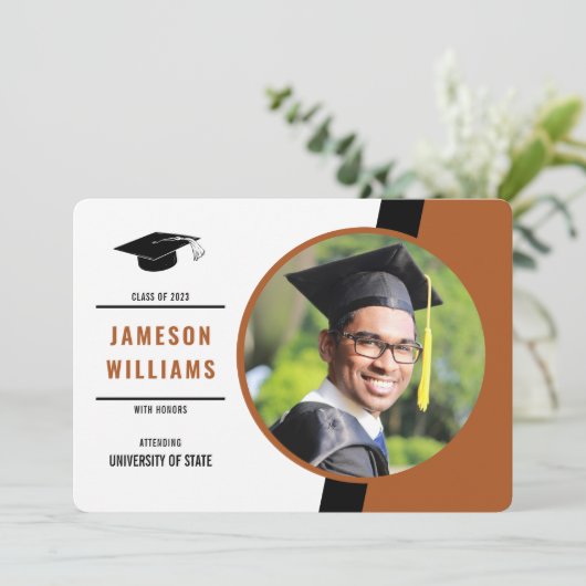 COULEUR PERSONNALISÉE Faire-part d'obtention d'un  (Debout devant)