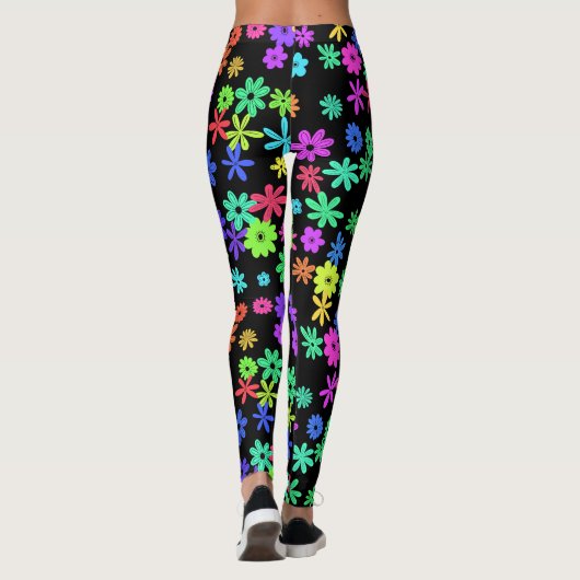 Couleur Pop Fleurs Cute Leggings (Dos)