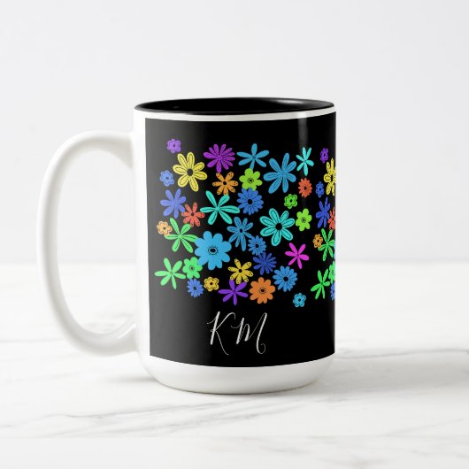 Couleur Pop Fleurs Cute Personnalisées Mug (Gauche)
