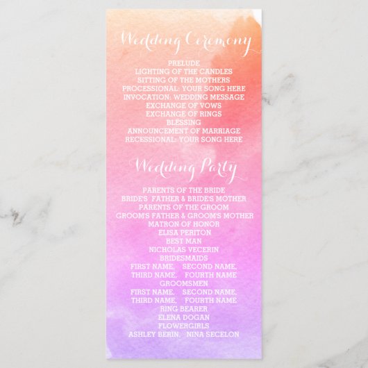 Couleur rose et squelette programme de mariage feu (Dos)