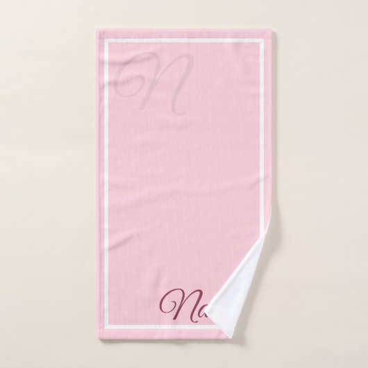 Couleur rose pastel monogrammée (Serviette à main)