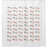 Couleur Rouge Bleu Jaune Yoga Poses Douche Rideau (Devant)