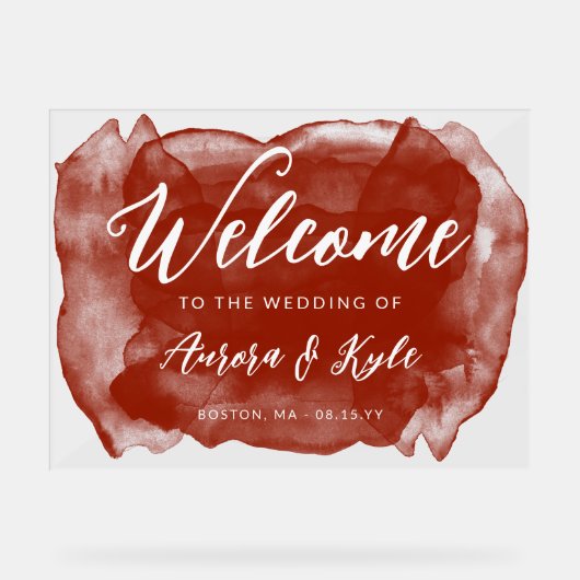 Couleur rouge roux translucide Mariage Bienvenue (Recto)