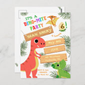 Couleur Rugissement : Invitation Anniversaire Dino (Devant / Derrière)