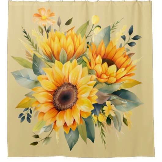 Couleur rustique Tournesol Douche rideau (Devant)