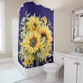 Couleur rustique Tournesol Douche rideau (En situation)