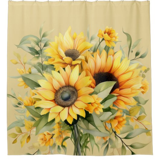 Couleur rustique Tournesol Douche rideau (Devant)