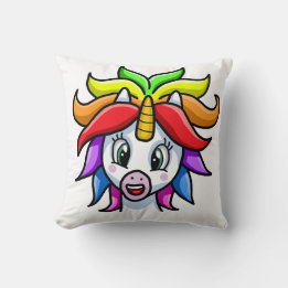 Couleur souriante Unicorne Lance Oreiller