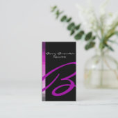 Couleur Sur Le Côté Monogram Fuschia Carte de visi (Debout devant)