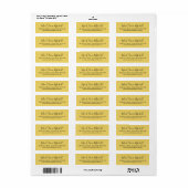 Couleur tendance douce Jaune élégant Étiquette de (Feuille entière)