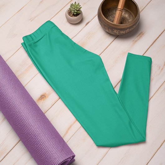 Couleur tendance Jade Green Solid Leggings