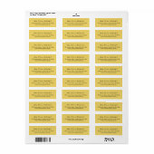 Couleur tendance Jaune doux Étiquette de adresse m (Feuille entière)