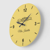 Couleur tendance Jaune doux - Grande horloge mural (Angle)