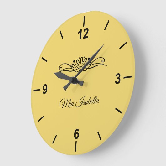 Couleur tendance Jaune doux - Grande horloge mural (Angle)