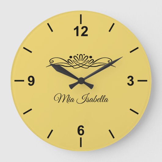 Couleur tendance Jaune doux - Grande horloge mural (Recto)