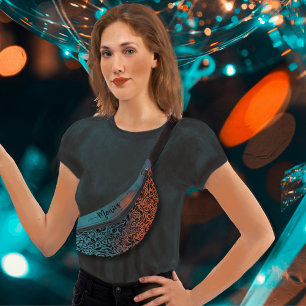 Couleur Turquoise Bleu Orange Moderne Motif Floral