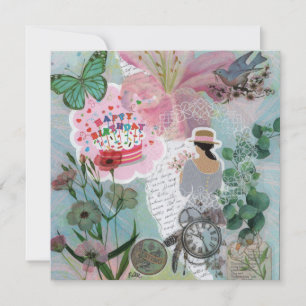 Couleur Turquoise Floral Anniversaire Carte de voe