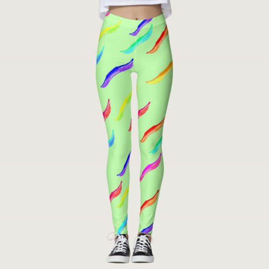 Couleur Vent Léger Leggings Vert (Devant)