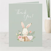 Couleur verte de l'eau de lapin Baby shower Merci (Devant)