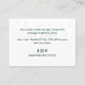 Couleur verte Simple Merci moderne Cartes de visit (Dos)