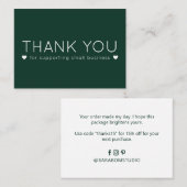 Couleur verte Simple Merci moderne Cartes de visit (Devant / Derrière)